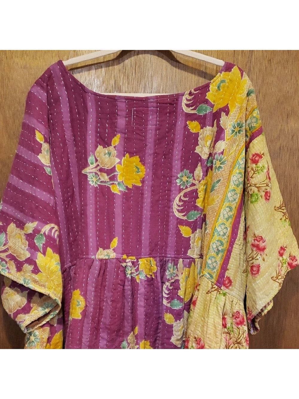 Floral Kantha Babydoll Style Patchwork Dress - Picture 9 of 10
